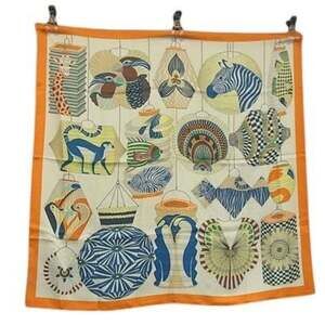 HERMES Authentic Black Silk Scarf